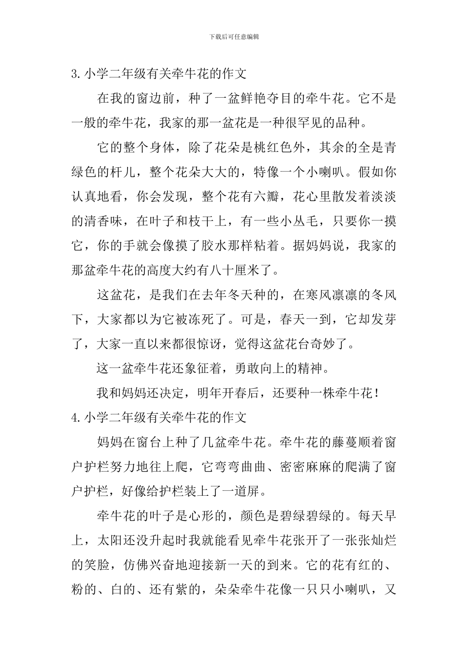 小学二年级有关牵牛花的作文_第2页