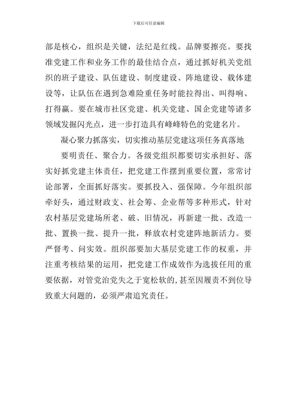 2024年度基层党建工作述职评议会讲话稿_第2页