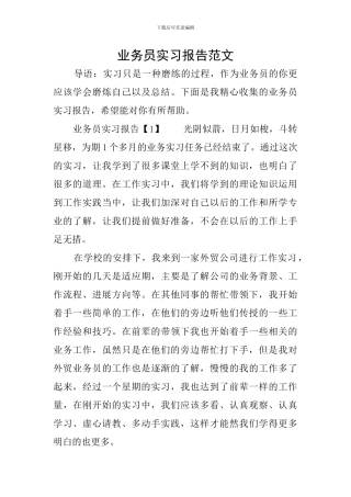 业务员实习报告范文