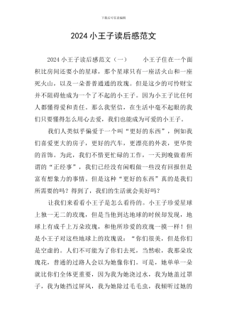 2024小王子读后感范文
