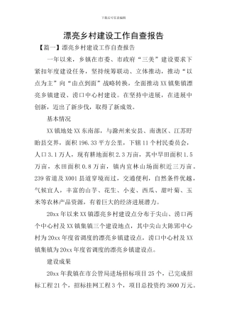 美丽乡村建设工作自查报告