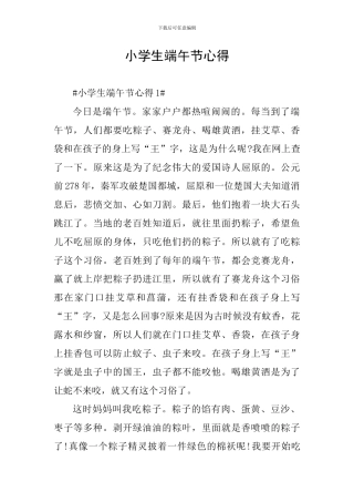 小学生端午节心得