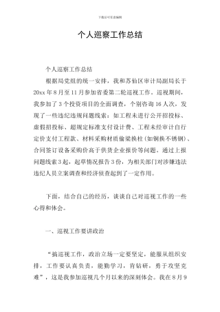 个人巡察工作总结