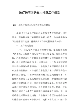医疗保障回头看大排查工作报告