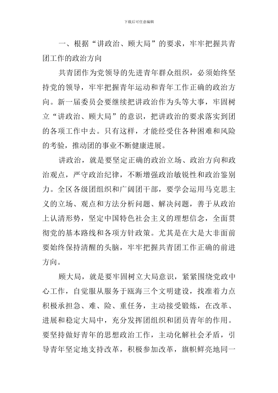 共青团某市第八届委员会第一次全体会议上发言稿_第2页