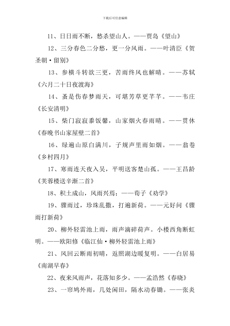 描写雨的经典诗句摘抄_第2页