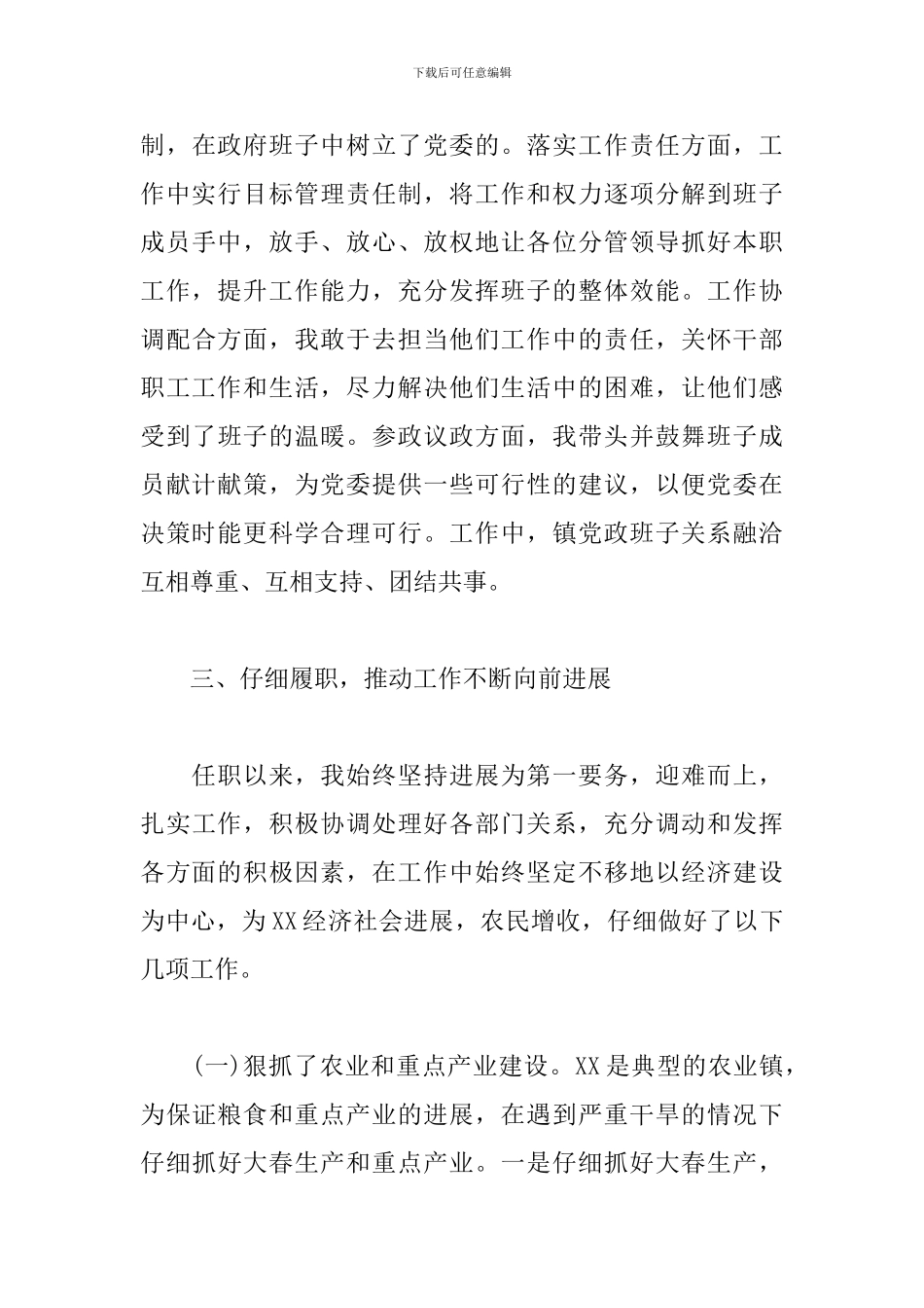 镇长个人述职述廉报告范文_第3页
