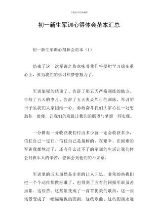 初一新生军训心得体会范本汇总