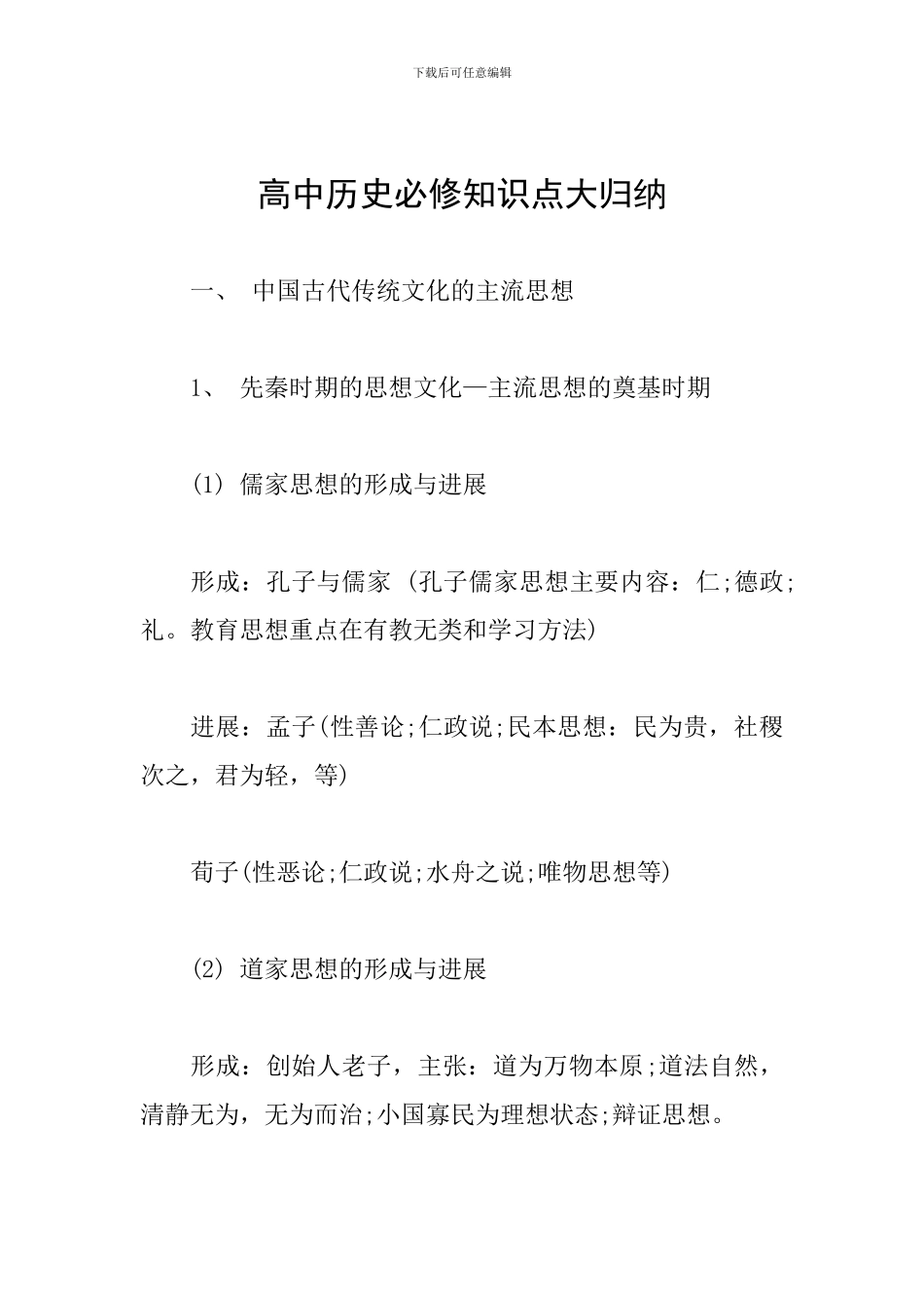 高中历史必修知识点大归纳_第1页