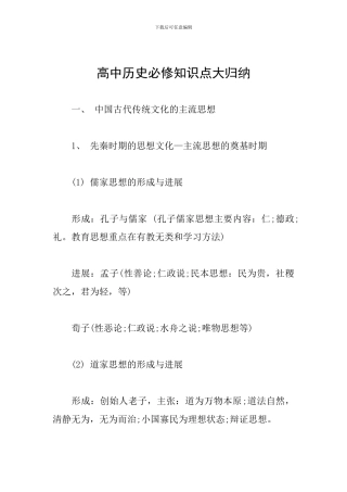 高中历史必修知识点大归纳