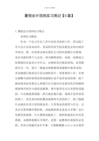 暑假会计顶岗实习周记