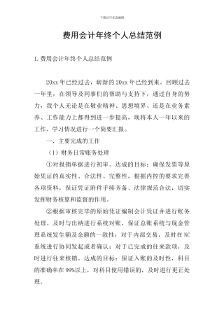 费用会计年终个人总结范例