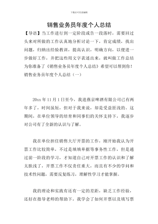 销售业务员年度个人总结-0