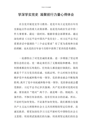 学深学实党史-凝聚前行力量心得体会