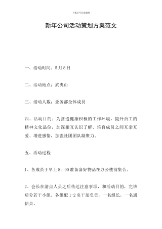 新年公司活动策划方案范文