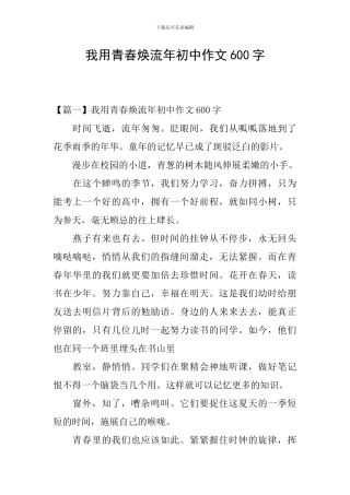 我用青春焕流年初中作文600字