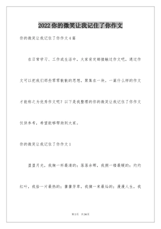 2024你的微笑让我记住了你作文