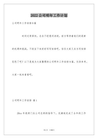 2024公司明年工作计划