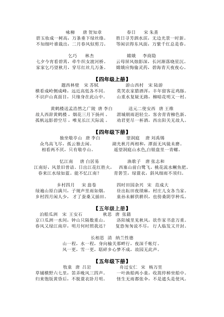 1--6年级课内古诗词_第2页
