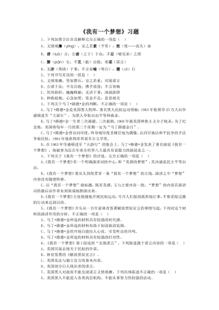 《我有一个梦想》习题2