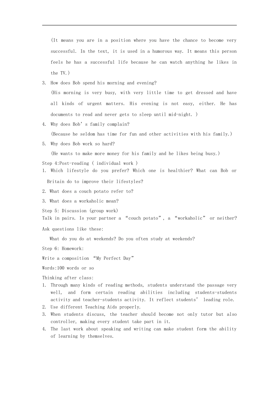 高中英语-Unit-1-Lesson1《lifestyles》A-perfect-day教案11-北师大版必修1_第2页