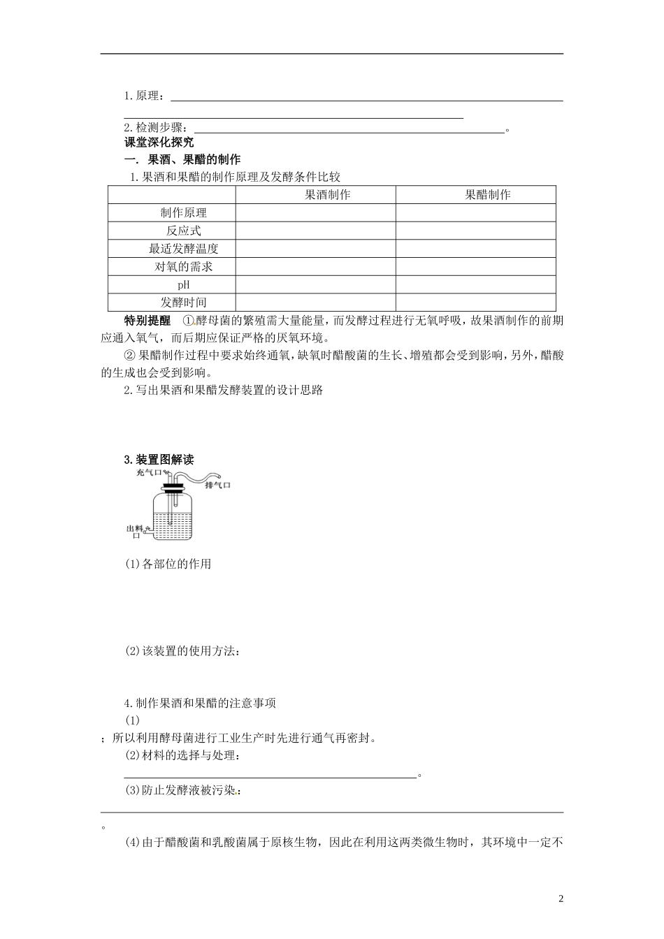 【赢在起点】2014高考生物第一轮复习(基础自查+对应训练+限时训练+高考真题体验)-第57讲-传统发酵技术的_第2页