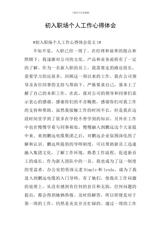 初入职场个人工作心得体会