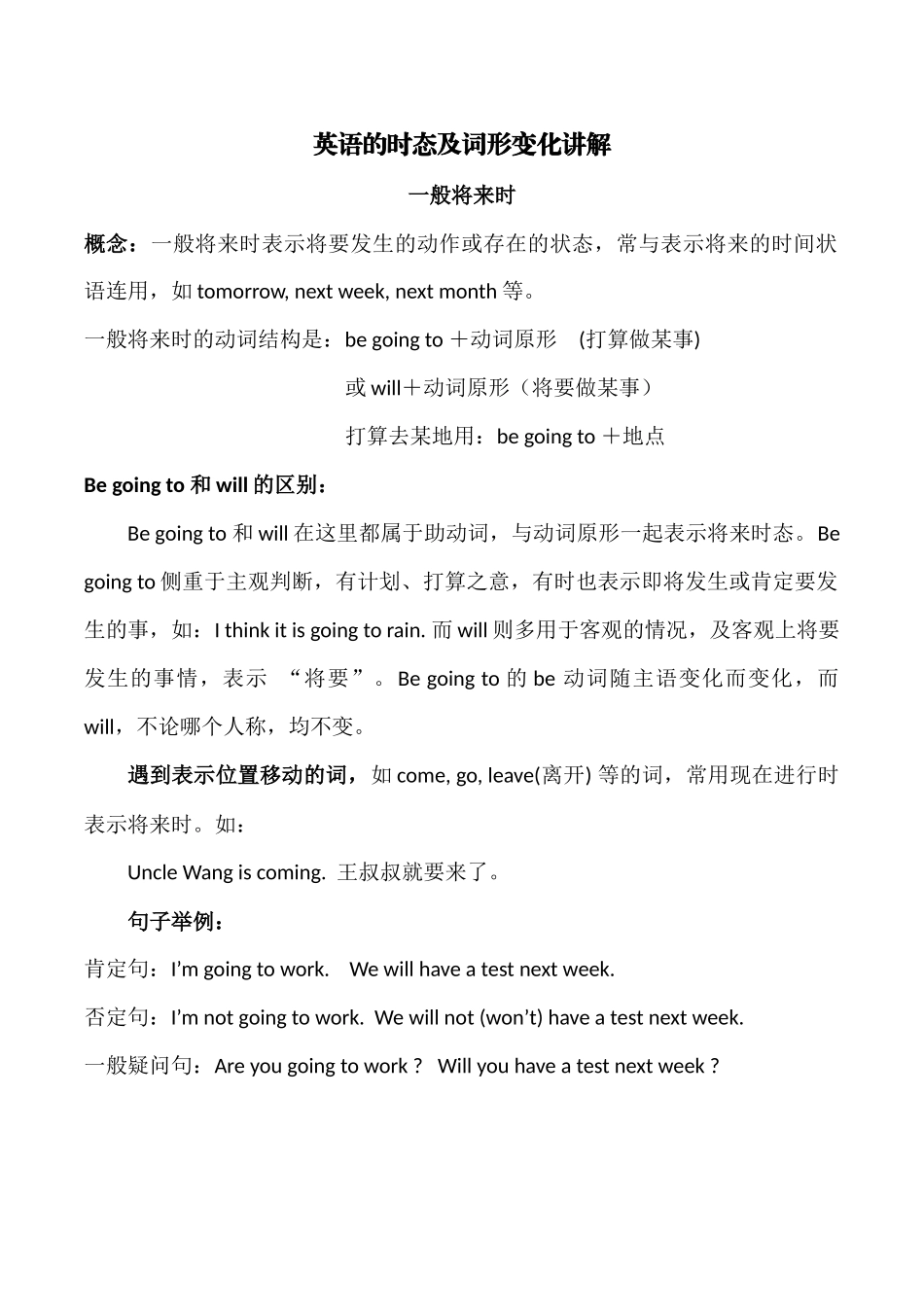 英语时态及词形变化_第1页