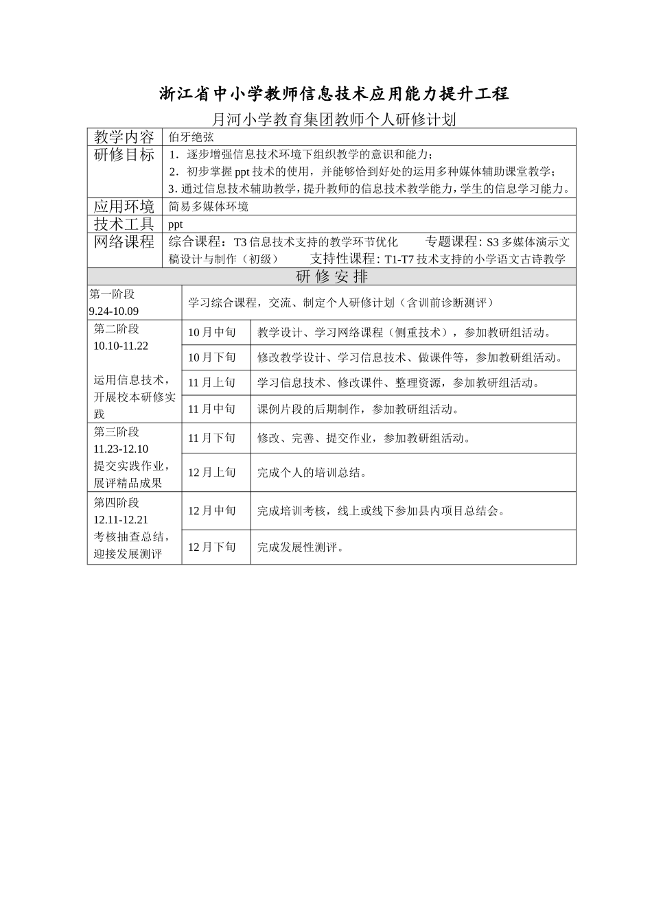 宗小红个人研修计划_第1页