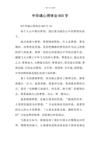 中华魂心得体会800字