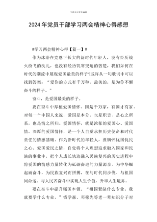 2024年党员干部学习两会精神心得感想