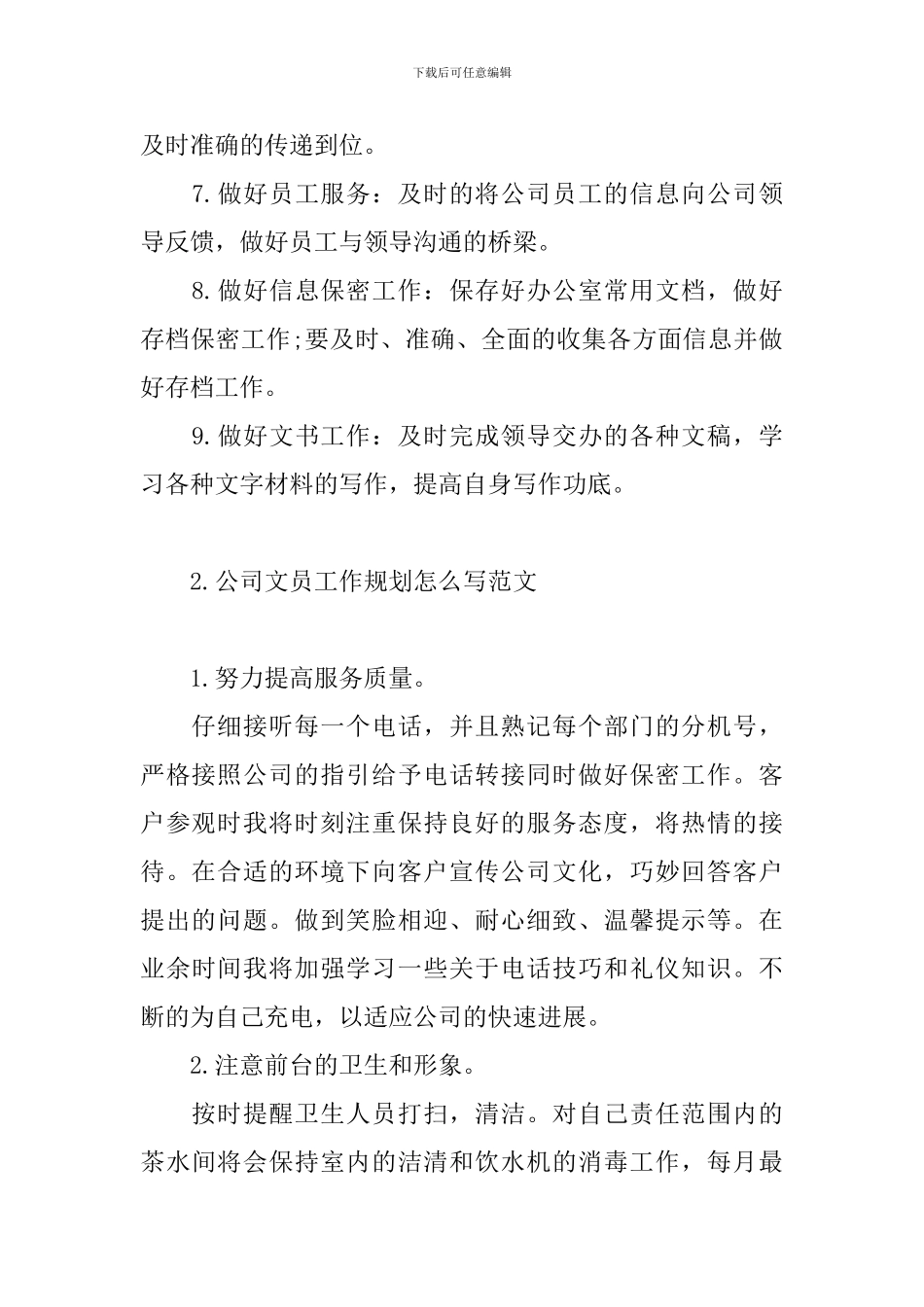 公司文员工作规划怎么写范文_第2页