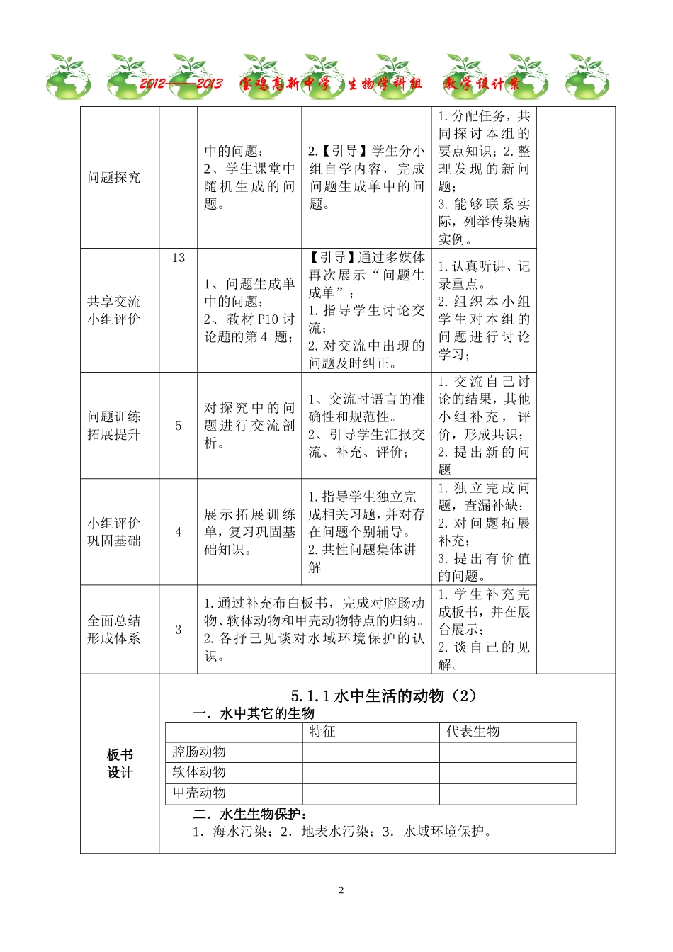 5.1.1.2水中生活的动物(2)---教学设计案_第2页