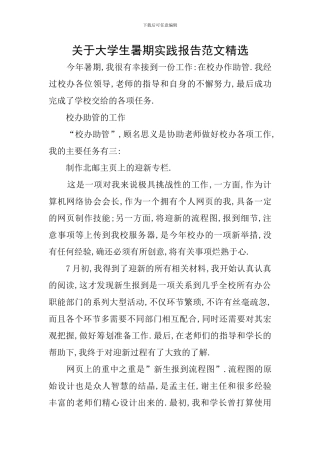 关于大学生暑期实践报告范文精选