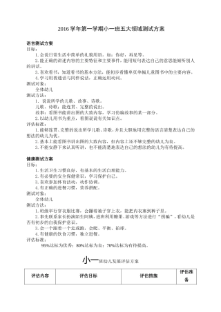 小一班五大领域测试方案2016.12