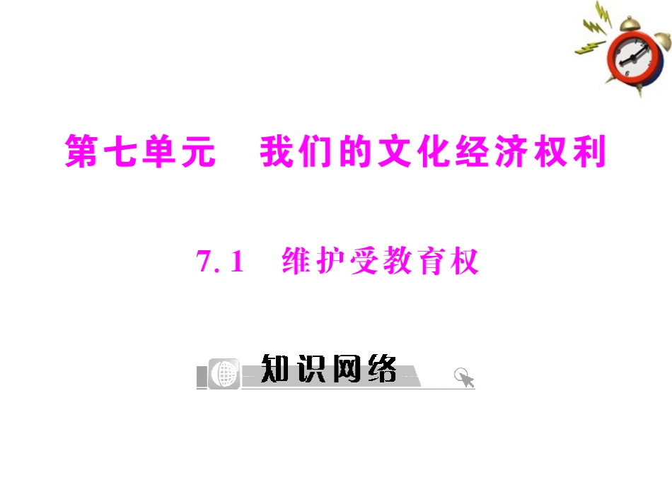 《随堂优化训练》2011年八年级政治下册-第七单元-我们的文化经济权利-7.1-维护受教育配套课件-粤教版_第1页