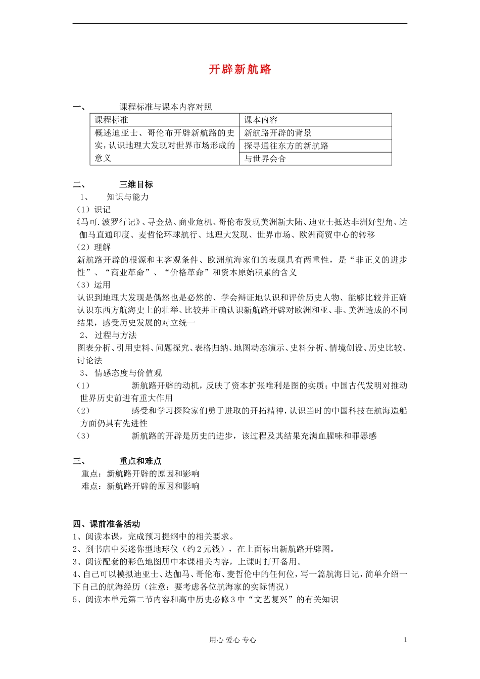2012高中历史-《开辟文明交往的航线》学案-人民版必修2_第1页