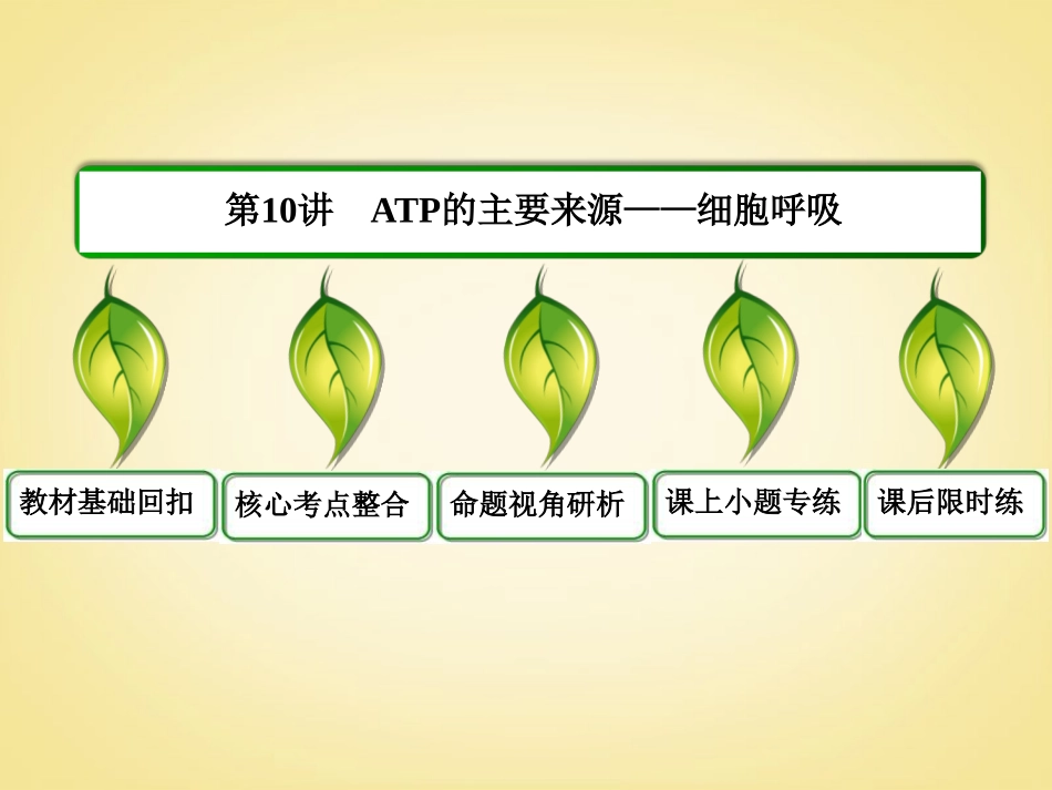 【名师一号】2014届高考生物一轮复习-(基础回扣+考点整合+命题研析+课内外训练)-3-10-ATP的主要来源-细胞_第3页