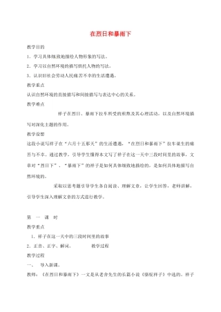 江苏省滨海县陆集中学九年级语文上册 7 在烈日和暴雨下教案 苏教版