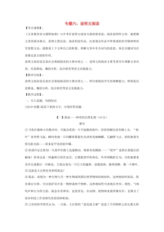 安徽省中考语文 专题六 说明文阅读复习教案-人教版初中九年级全册语文教案