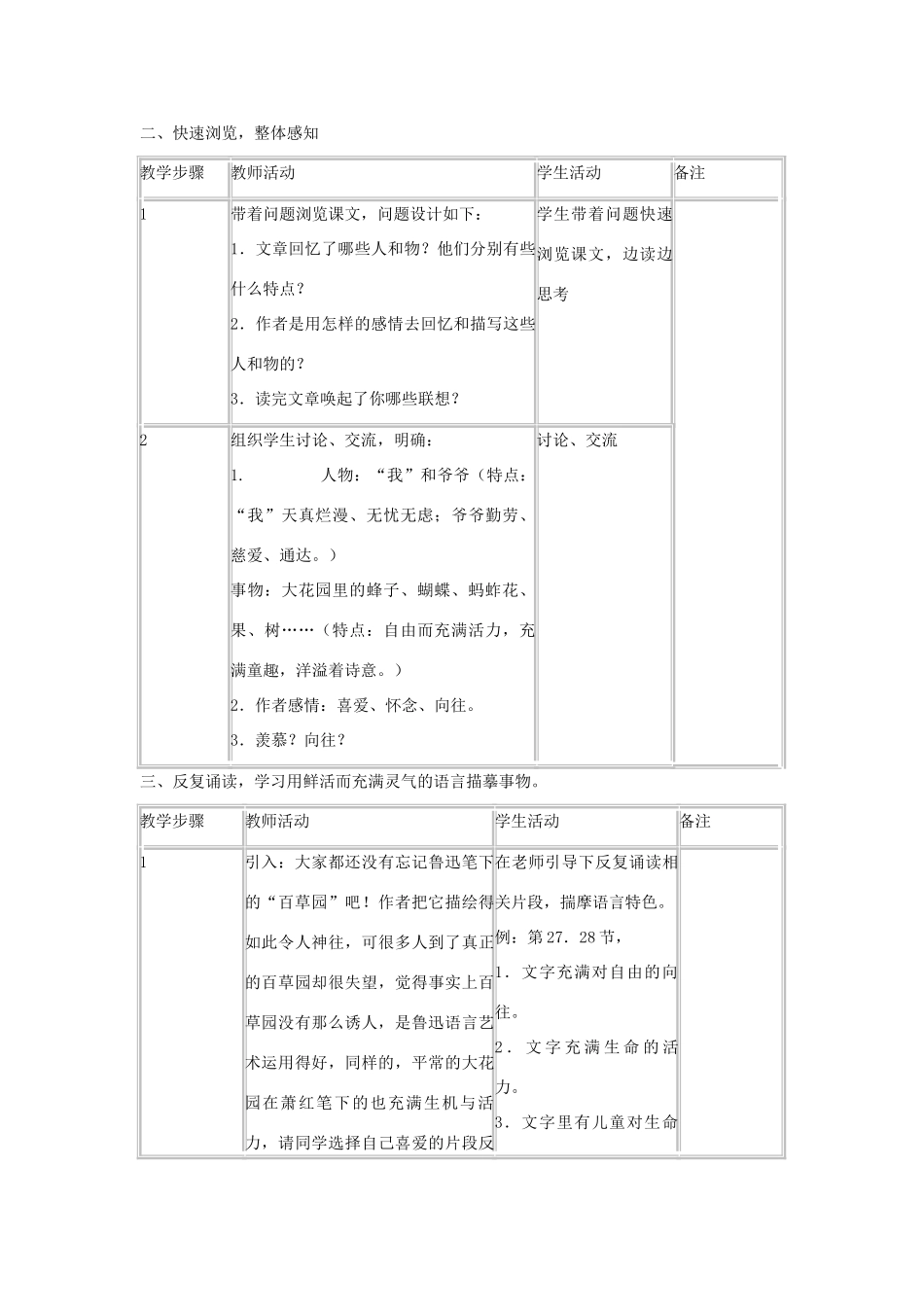九年级语文下册 第三单元第12课《呼兰河传》教案 苏教版_第2页