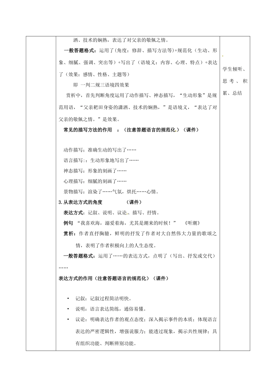 辽宁省恒仁满族自治县中考语文专题复习 记叙文 如何赏析句子（第1课时）教学设计-人教版初中九年级全册语文教案_第3页