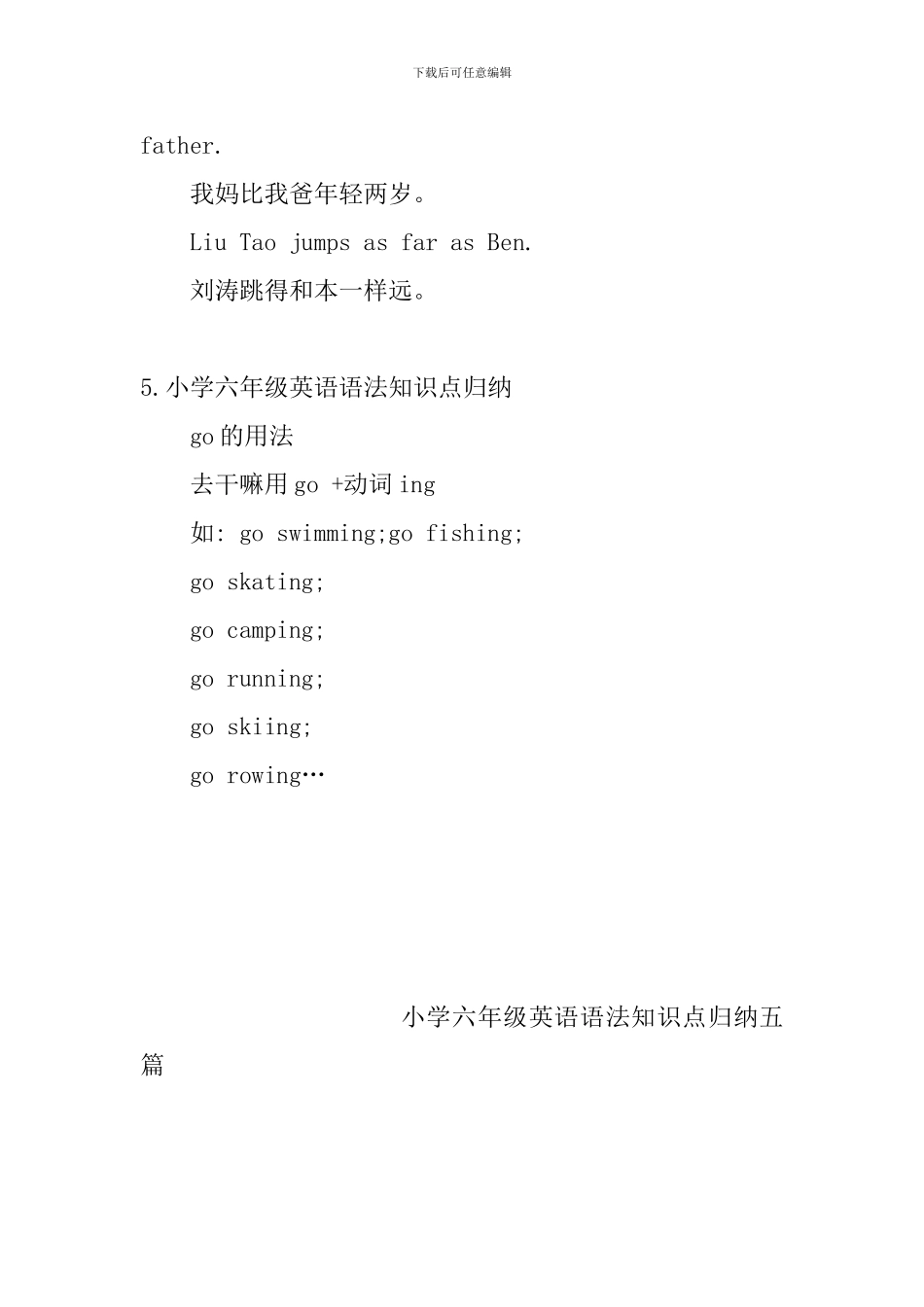 小学六年级英语语法知识点归纳五篇_第3页