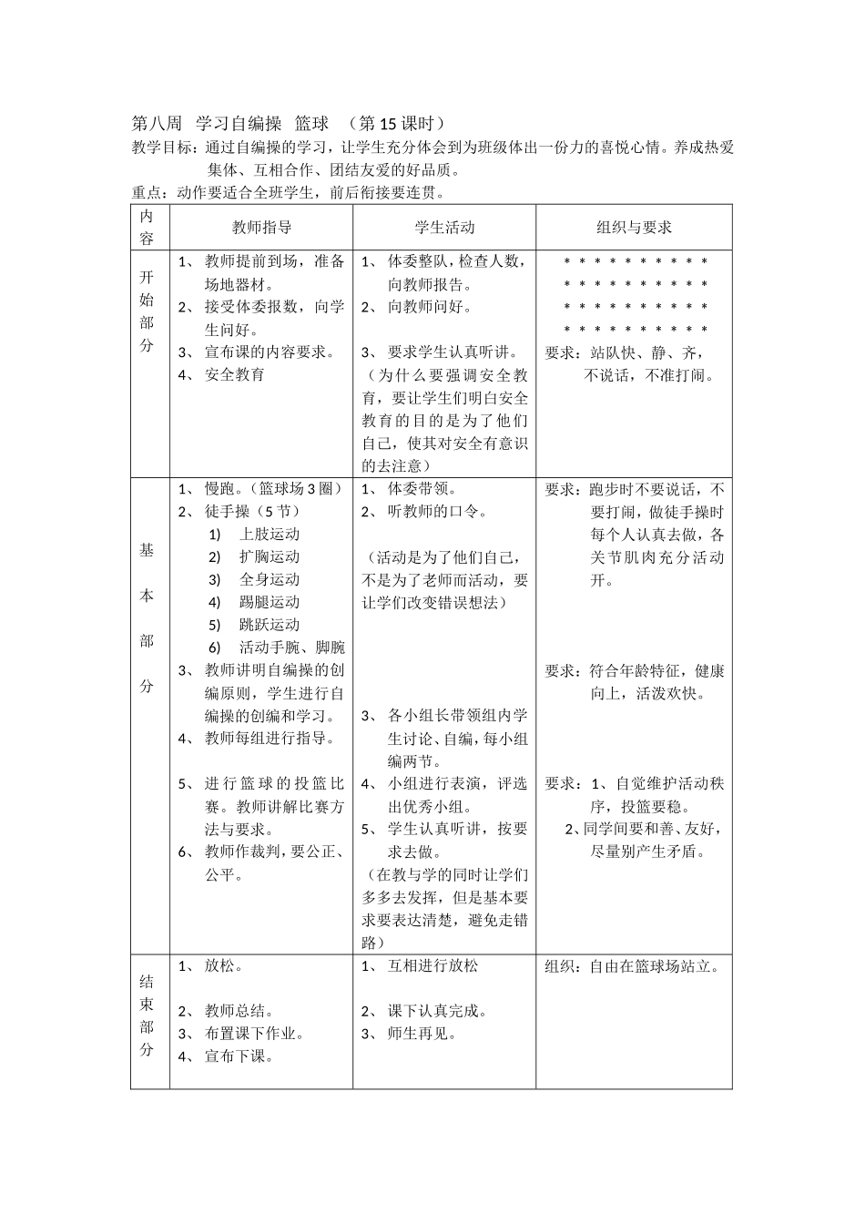 第八周学习自编操篮球_第1页