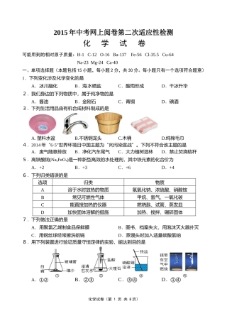 九年级化学模拟试卷