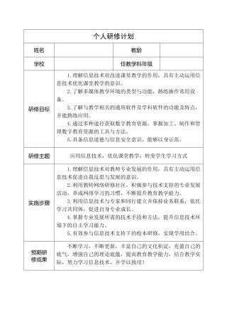 学员研修计划模板