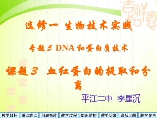 课题3-血红蛋白的提取和分离