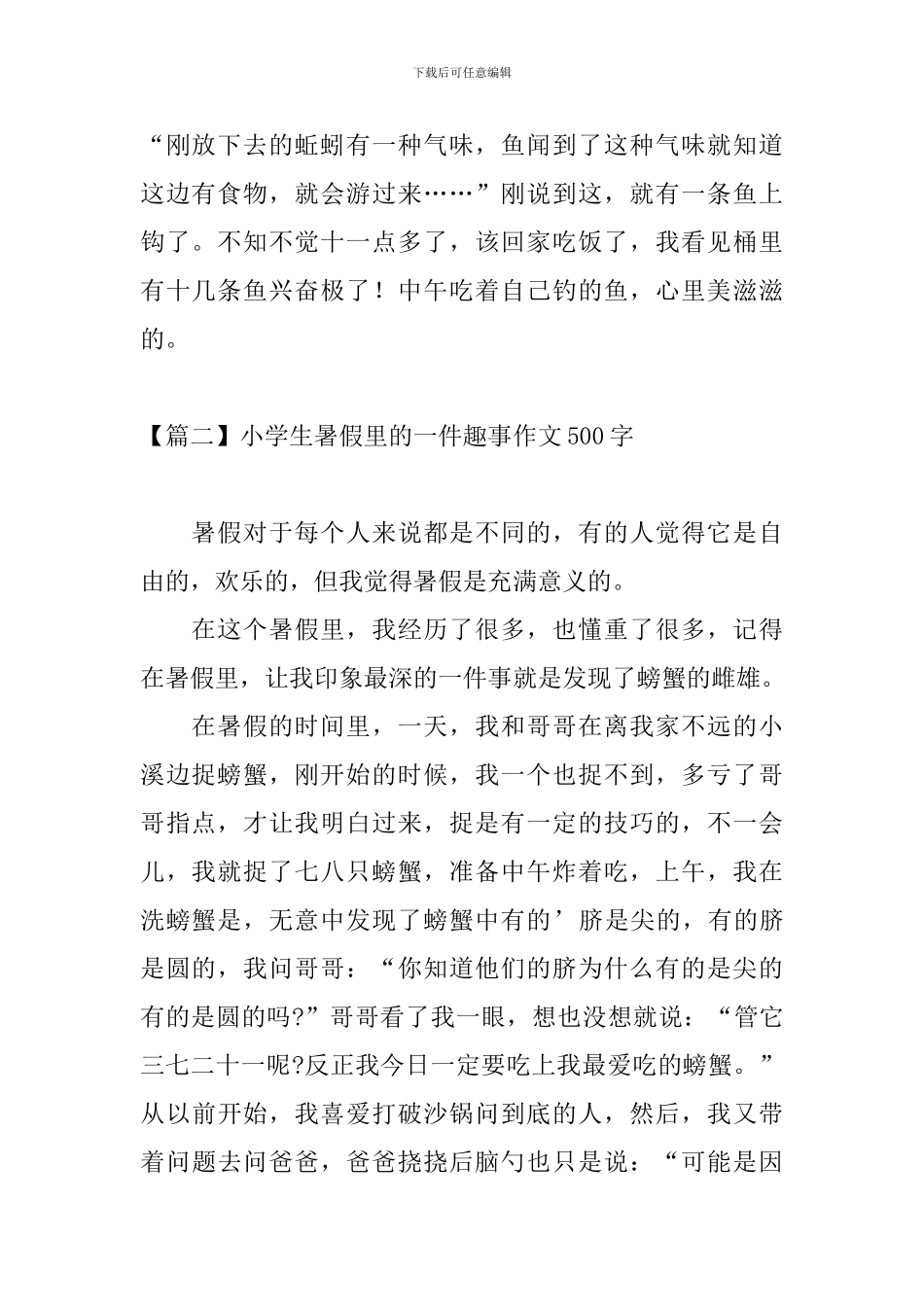 小学生暑假里的一件趣事作文500字_第2页