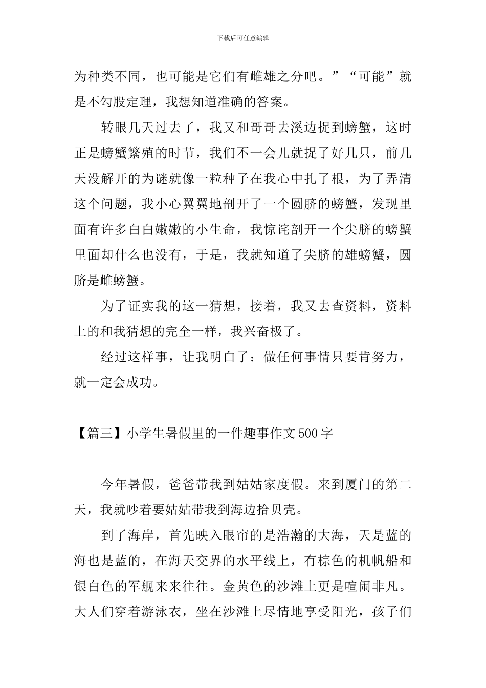 小学生暑假里的一件趣事作文500字_第3页