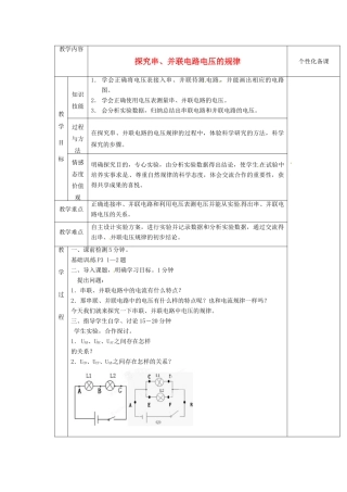 湖南省茶陵县潞水学校八年级物理《6.2 探究串、并联电路电压的规律》教案1 人教新课标版
